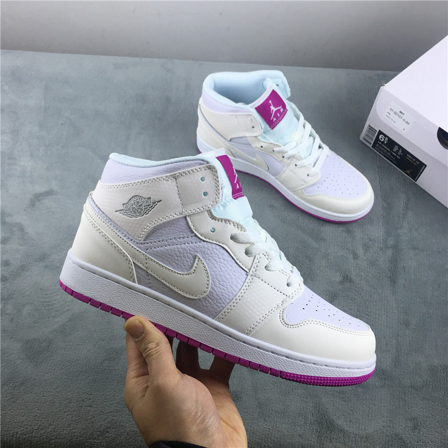 Women Air Jordan 1 Mid GG White Pink Shoes - Click Image to Close